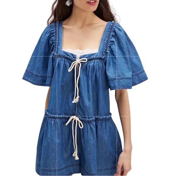 Free People Pants - Free People Dark Wash County Line Romper